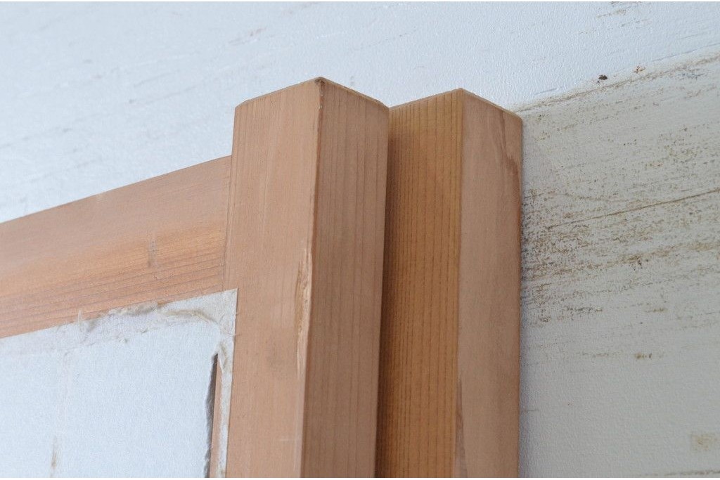 新古　未使用建具　昭和後期　ガラス入りの組子帯戸2枚セット　(R-087569)