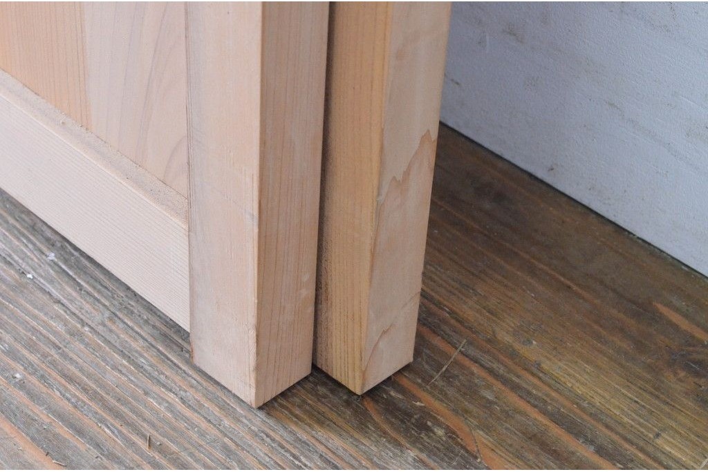 新古　未使用建具　昭和後期　ガラス入りの組子帯戸2枚セット　(R-087569)