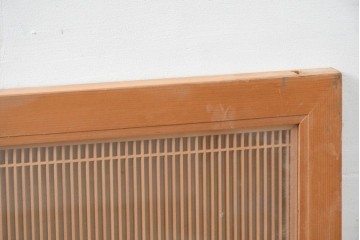 ヴィンテージ建具　昭和中期　両面ガラス　繊細な筬組が美しい筬欄間2枚セット　(R-087570)