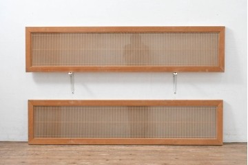 ヴィンテージ建具　昭和中期　両面ガラス　繊細な筬組が美しい筬欄間2枚セット　(R-087570)