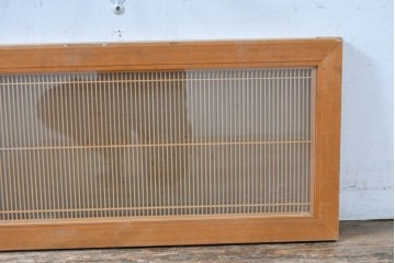 ヴィンテージ建具　昭和中期　両面ガラス　繊細な筬組が美しい筬欄間2枚セット　(R-087570)