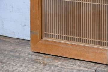 ヴィンテージ建具　昭和中期　両面ガラス　繊細な筬組が美しい筬欄間2枚セット　(R-087570)