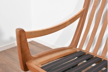 北欧ヴィンテージ　ノルウェー　Lied Mobler(リードモブラー)　本革　チーク材　時を重ねて深みを増した革の表情が味わい深い3人掛けソファ　(R-087571)