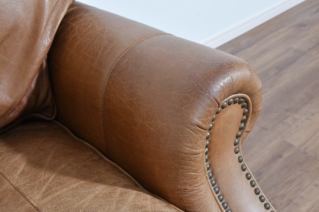 アメリカヴィンテージ　LEXINGTON(レキシントン)　本革　使いこまれた革ならではの表情が味わい深い3人掛けソファ　(R-087573)