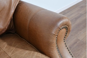 アメリカヴィンテージ　LEXINGTON(レキシントン)　本革　使いこまれた革ならではの表情が味わい深い3人掛けソファ　(R-087573)