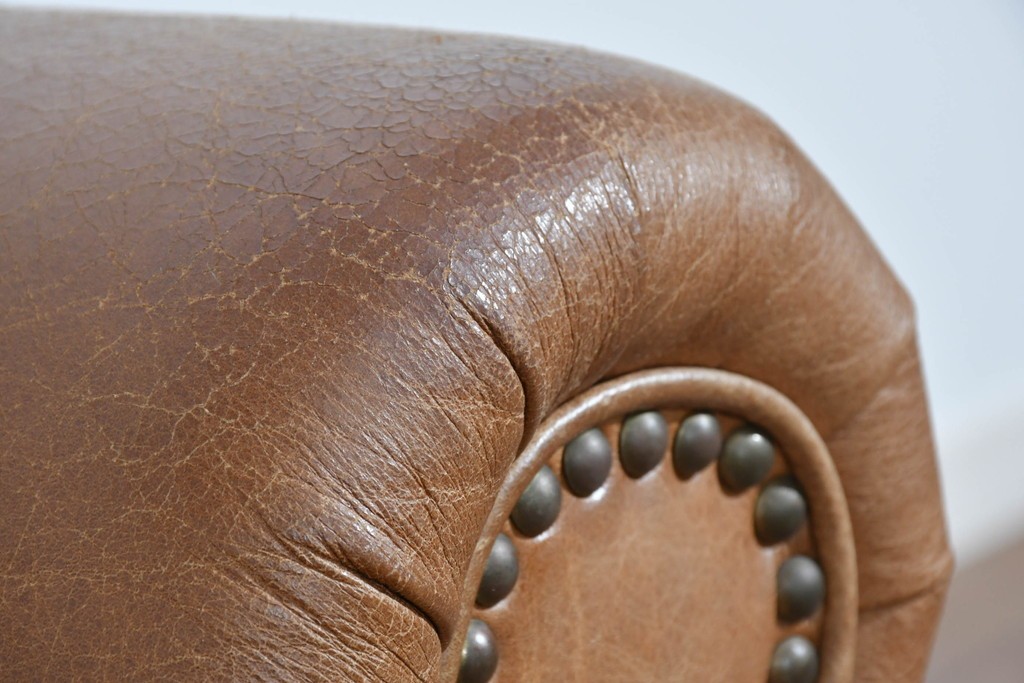 アメリカヴィンテージ　LEXINGTON(レキシントン)　本革　使いこまれた革ならではの表情が味わい深い3人掛けソファ　(R-087573)