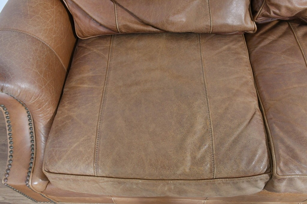 アメリカヴィンテージ　LEXINGTON(レキシントン)　本革　使いこまれた革ならではの表情が味わい深い3人掛けソファ　(R-087573)