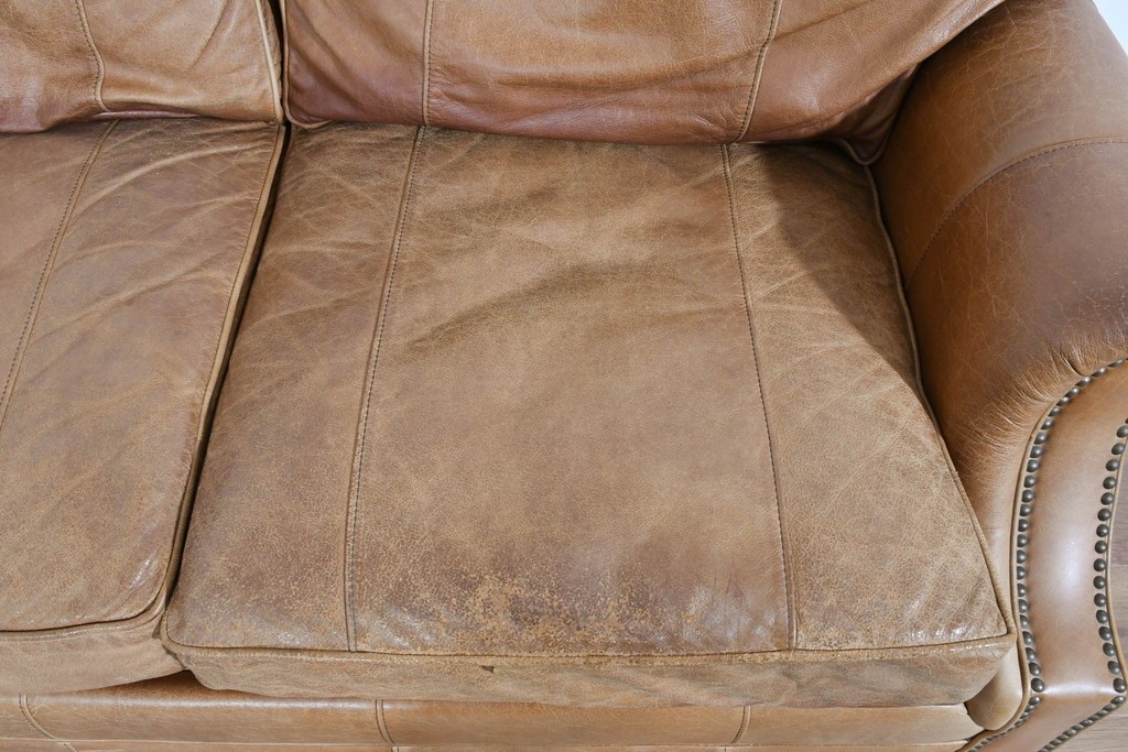 アメリカヴィンテージ　LEXINGTON(レキシントン)　本革　使いこまれた革ならではの表情が味わい深い3人掛けソファ　(R-087573)