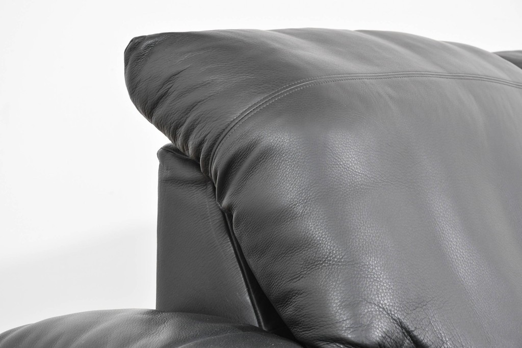 中古　ドイツ　ROLF BENZ(ロルフベンツ)　本革　丸みのある柔らかなフォルムの二人掛けソファ　定価約130万円　(R-087574)