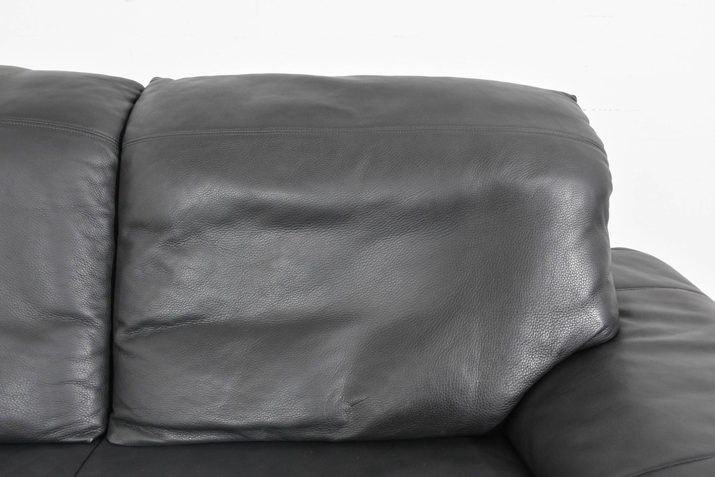 中古　ドイツ　ROLF BENZ(ロルフベンツ)　本革　丸みのある柔らかなフォルムの二人掛けソファ　定価約130万円　(R-087574)