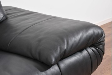 中古　ドイツ　ROLF BENZ(ロルフベンツ)　本革　丸みのある柔らかなフォルムの二人掛けソファ　定価約130万円　(R-087574)