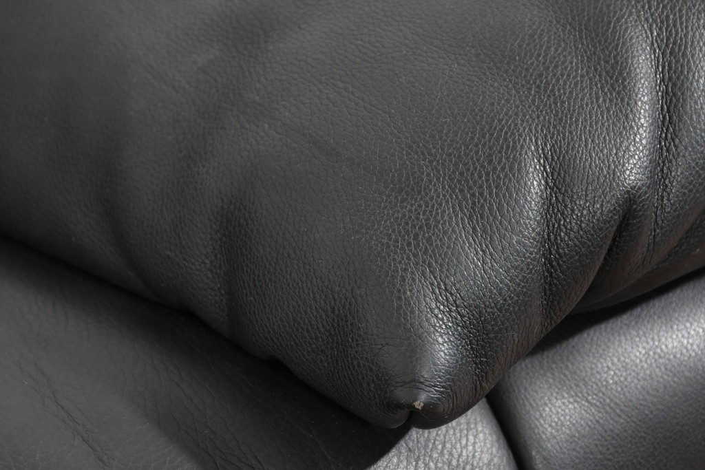 中古　ドイツ　ROLF BENZ(ロルフベンツ)　本革　丸みのある柔らかなフォルムの二人掛けソファ　定価約130万円　(R-087574)