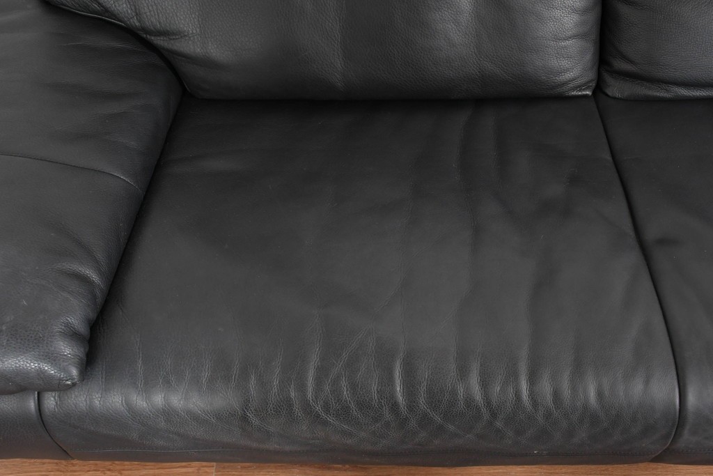 中古　ドイツ　ROLF BENZ(ロルフベンツ)　本革　丸みのある柔らかなフォルムの二人掛けソファ　定価約130万円　(R-087574)