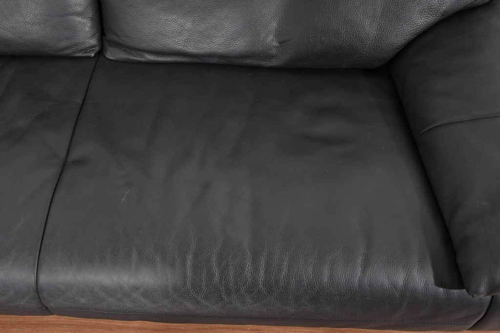 中古　ドイツ　ROLF BENZ(ロルフベンツ)　本革　丸みのある柔らかなフォルムの二人掛けソファ　定価約130万円　(R-087574)