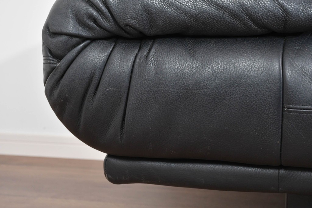 中古　ドイツ　ROLF BENZ(ロルフベンツ)　本革　丸みのある柔らかなフォルムの二人掛けソファ　定価約130万円　(R-087574)