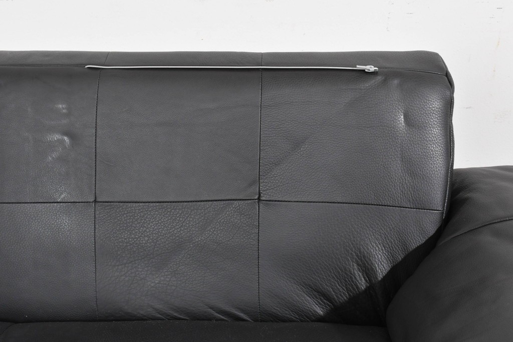中古　ドイツ　ROLF BENZ(ロルフベンツ)　本革　丸みのある柔らかなフォルムの二人掛けソファ　定価約130万円　(R-087574)