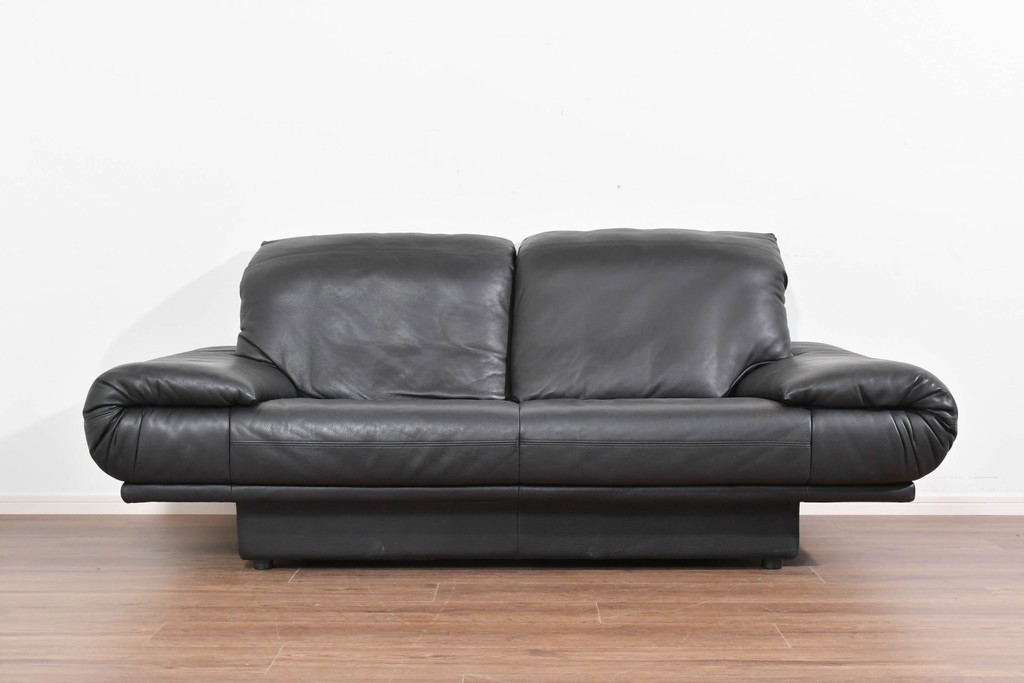 中古　ドイツ　ROLF BENZ(ロルフベンツ)　本革　丸みのある柔らかなフォルムの二人掛けソファ　定価約130万円　(R-087575)