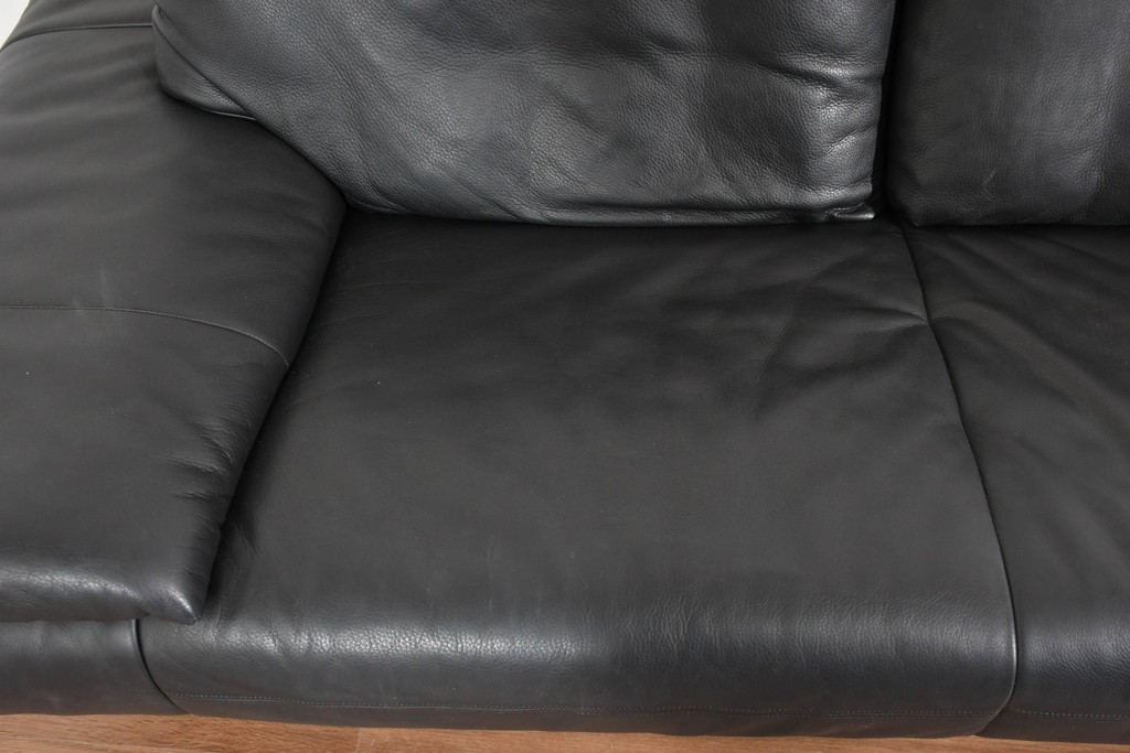 中古　ドイツ　ROLF BENZ(ロルフベンツ)　本革　丸みのある柔らかなフォルムの二人掛けソファ　定価約130万円　(R-087575)