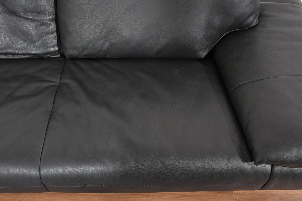 中古　ドイツ　ROLF BENZ(ロルフベンツ)　本革　丸みのある柔らかなフォルムの二人掛けソファ　定価約130万円　(R-087575)