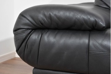 中古　ドイツ　ROLF BENZ(ロルフベンツ)　本革　丸みのある柔らかなフォルムの二人掛けソファ　定価約130万円　(R-087575)