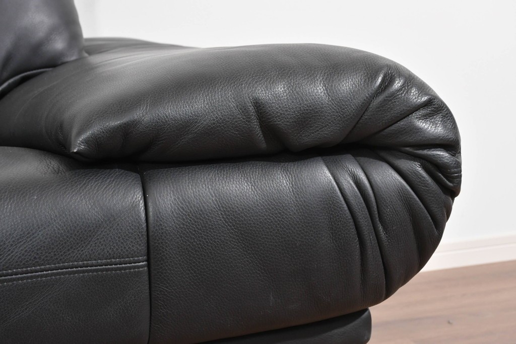 中古　ドイツ　ROLF BENZ(ロルフベンツ)　本革　丸みのある柔らかなフォルムの二人掛けソファ　定価約130万円　(R-087575)