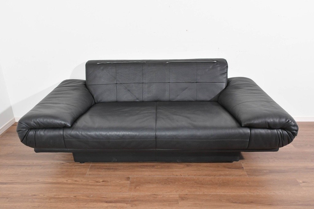 中古　ドイツ　ROLF BENZ(ロルフベンツ)　本革　丸みのある柔らかなフォルムの二人掛けソファ　定価約130万円　(R-087575)