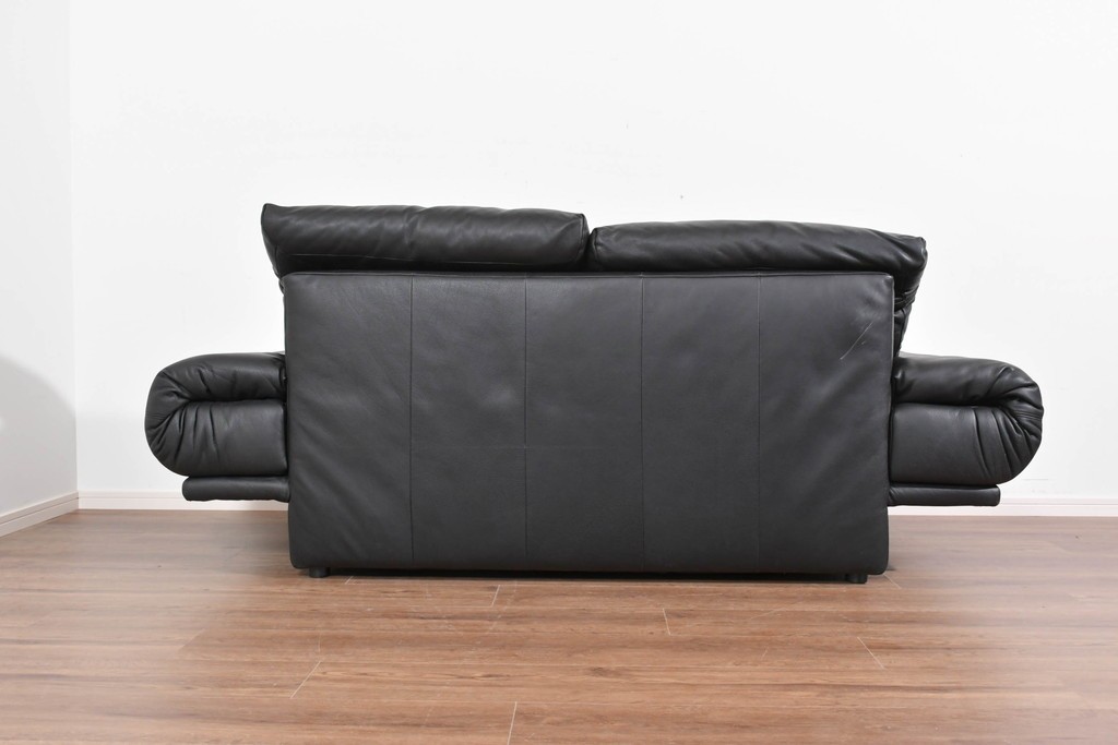 中古　ドイツ　ROLF BENZ(ロルフベンツ)　本革　丸みのある柔らかなフォルムの二人掛けソファ　定価約130万円　(R-087575)