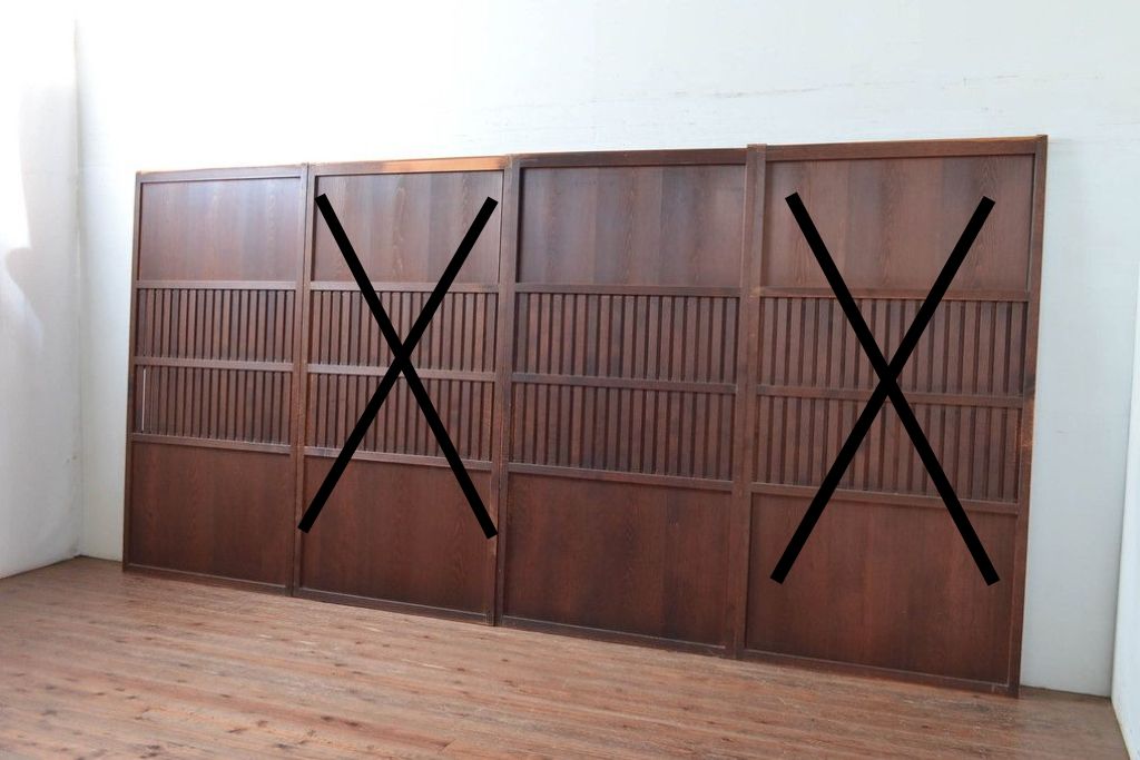 アンティーク建具　明治〜大正　上質な和の空間を演出する無双戸2枚セット　(R-087583)