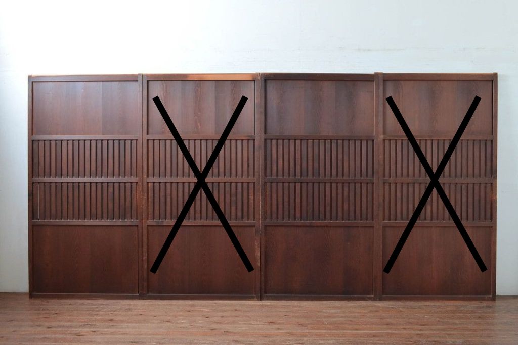 アンティーク建具　明治〜大正　上質な和の空間を演出する無双戸2枚セット　(R-087583)