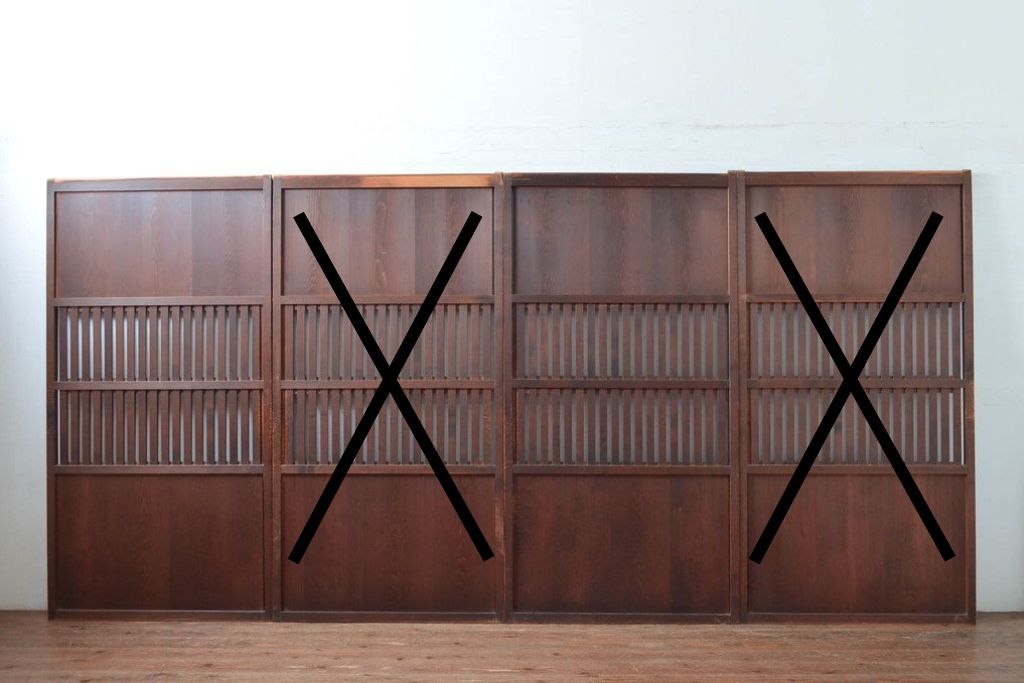 アンティーク建具　明治〜大正　上質な和の空間を演出する無双戸2枚セット　(R-087583)