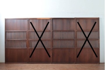 アンティーク建具　明治〜大正　上質な和の空間を演出する無双戸2枚セット　(R-087583)