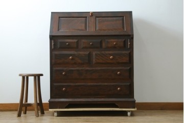 和製ヴィンテージ　松本民芸家具　木目の表情が豊かなライティングビューロー　現行定価約46万円　(R-087592)