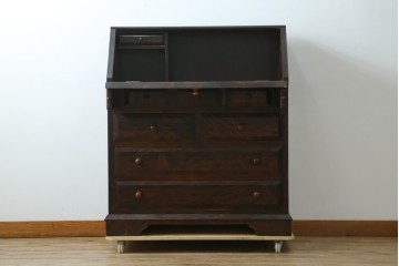 和製ヴィンテージ　松本民芸家具　木目の表情が豊かなライティングビューロー　現行定価約46万円　(R-087592)