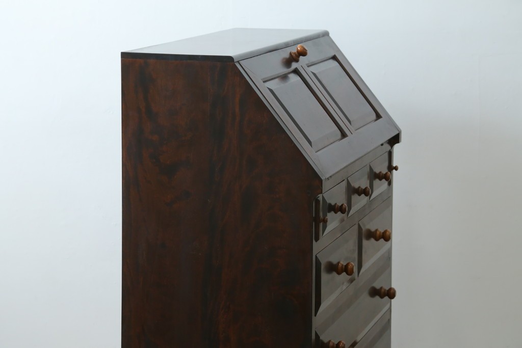 和製ヴィンテージ　松本民芸家具　木目の表情が豊かなライティングビューロー　現行定価約46万円　(R-087592)