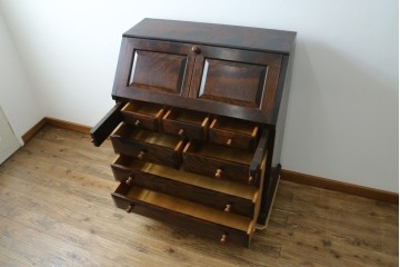 和製ヴィンテージ　松本民芸家具　木目の表情が豊かなライティングビューロー　現行定価約46万円　(R-087592)