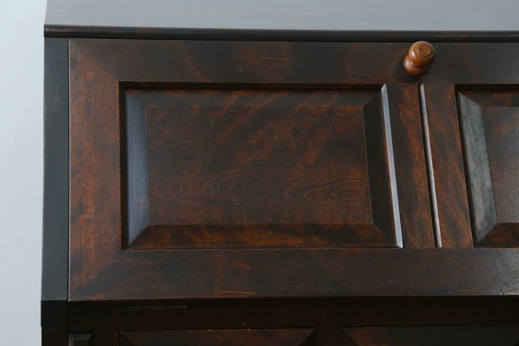 和製ヴィンテージ　松本民芸家具　木目の表情が豊かなライティングビューロー　現行定価約46万円　(R-087592)