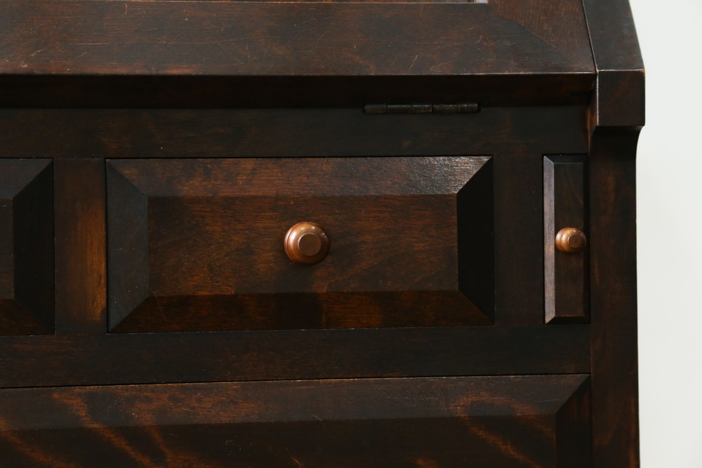 和製ヴィンテージ　松本民芸家具　木目の表情が豊かなライティングビューロー　現行定価約46万円　(R-087592)