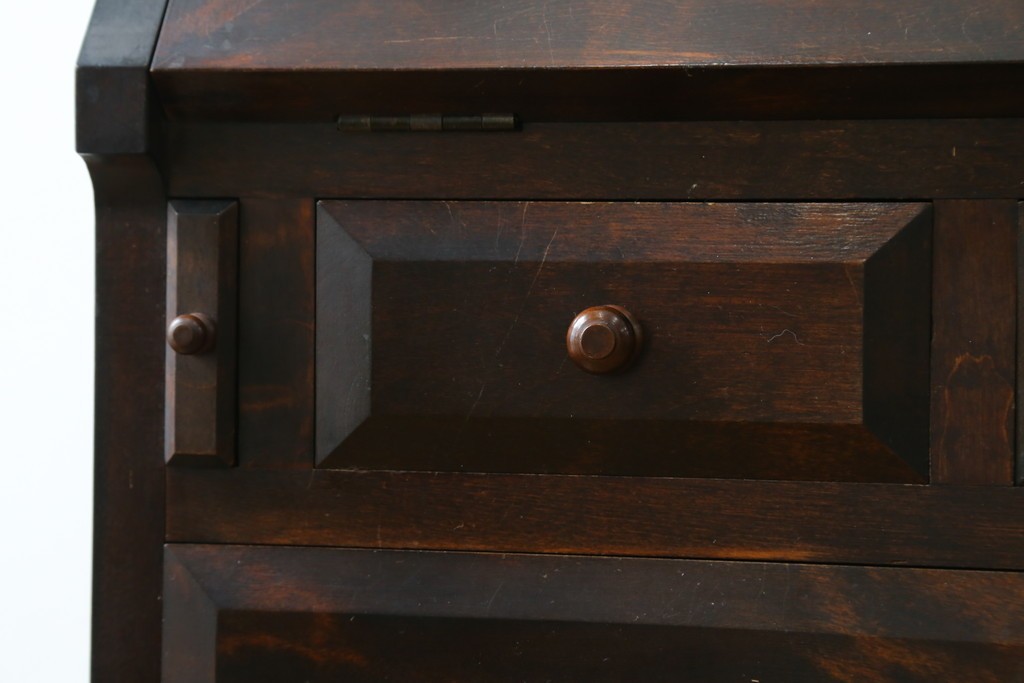 和製ヴィンテージ　松本民芸家具　木目の表情が豊かなライティングビューロー　現行定価約46万円　(R-087592)