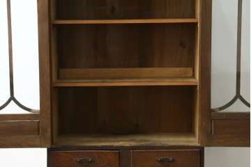 和製アンティーク　大正ロマン　栓材　ゴシック調のアーチ意匠が目を引く本箱　(R-087594)