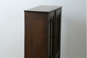 和製アンティーク　大正ロマン　栓材　ゴシック調のアーチ意匠が目を引く本箱　(R-087594)