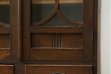 和製アンティーク　大正ロマン　栓材　ゴシック調のアーチ意匠が目を引く本箱　(R-087594)