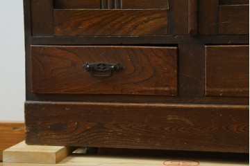 和製アンティーク　大正ロマン　栓材　ゴシック調のアーチ意匠が目を引く本箱　(R-087594)