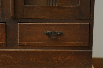 和製アンティーク　大正ロマン　栓材　ゴシック調のアーチ意匠が目を引く本箱　(R-087594)