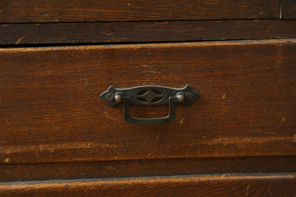 和製アンティーク　大正ロマン　栓材　ゴシック調のアーチ意匠が目を引く本箱　(R-087594)