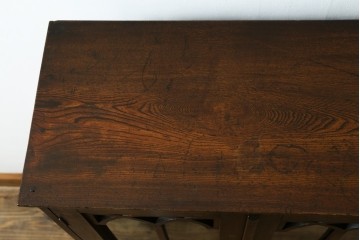 和製アンティーク　大正ロマン　栓材　ゴシック調のアーチ意匠が目を引く本箱　(R-087594)