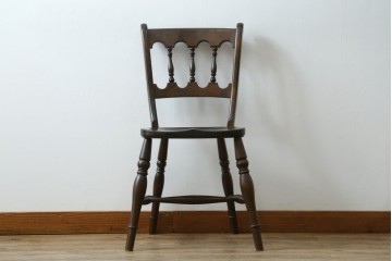 中古　松本民芸家具　背もたれの挽き物加工がお洒落な#49A型ワイコムチェア　定価約10万7千円　(R-087595)