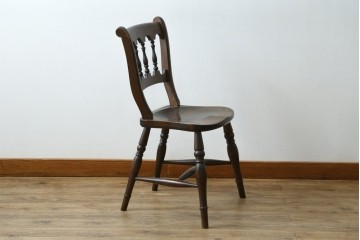 中古　松本民芸家具　背もたれの挽き物加工がお洒落な#49A型ワイコムチェア　定価約10万7千円　(R-087595)