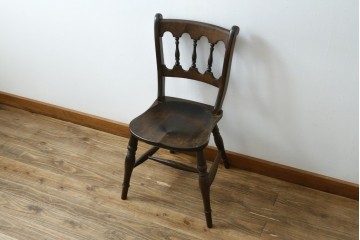 中古　松本民芸家具　背もたれの挽き物加工がお洒落な#49A型ワイコムチェア　定価約10万7千円　(R-087595)