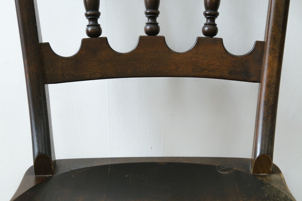 中古　松本民芸家具　背もたれの挽き物加工がお洒落な#49A型ワイコムチェア　定価約10万7千円　(R-087595)