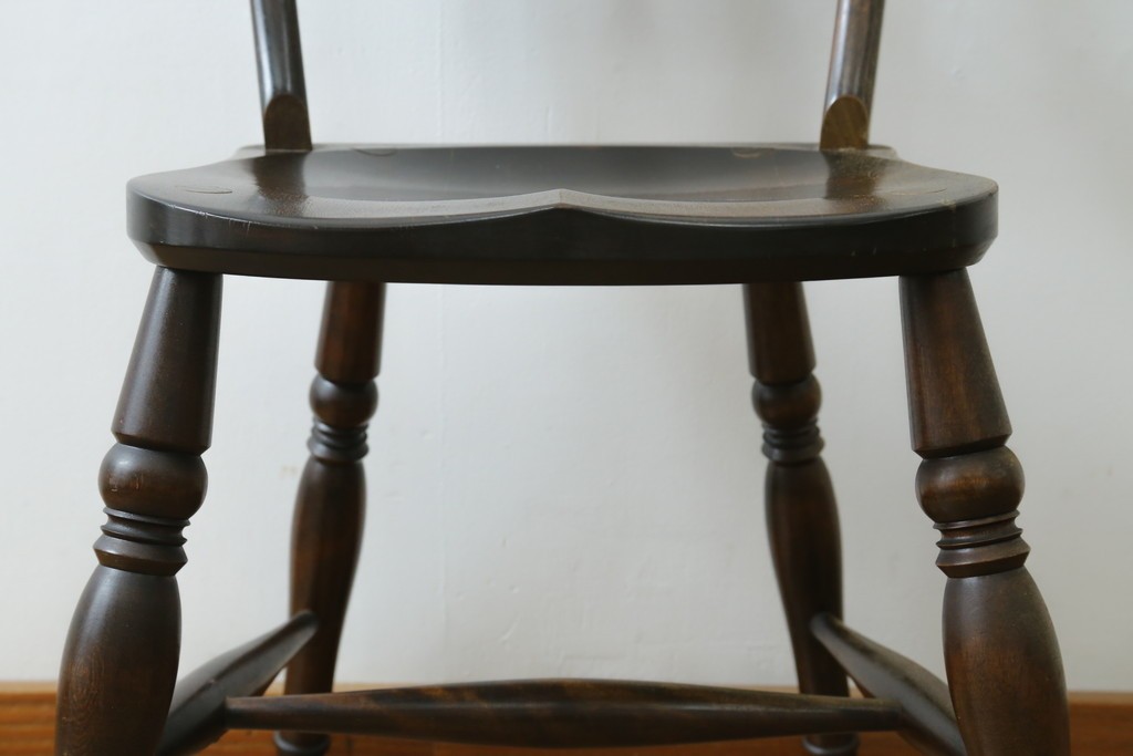 中古　松本民芸家具　背もたれの挽き物加工がお洒落な#49A型ワイコムチェア　定価約10万7千円　(R-087595)